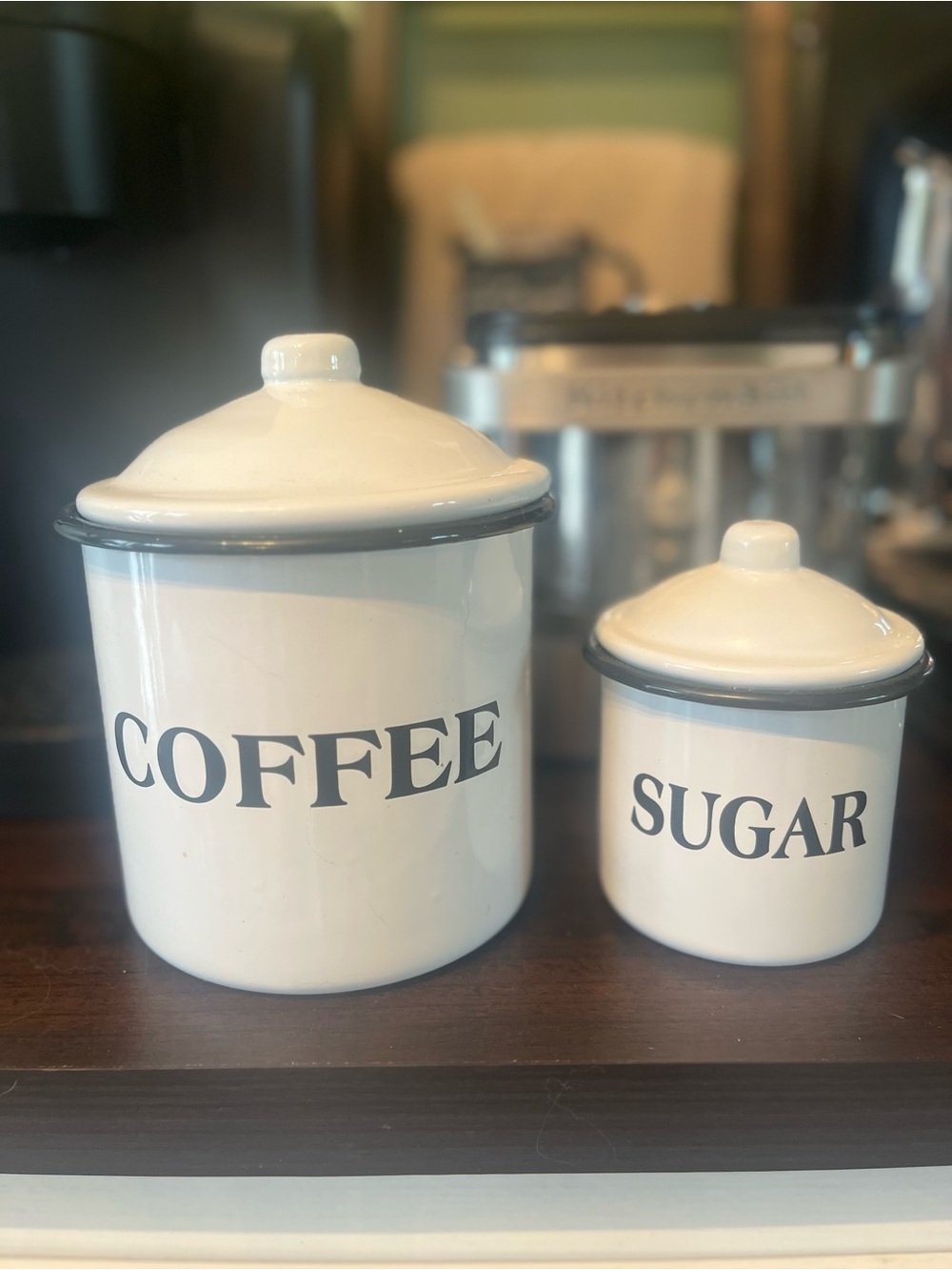 White and Black Coffee & Sugar Canister Set